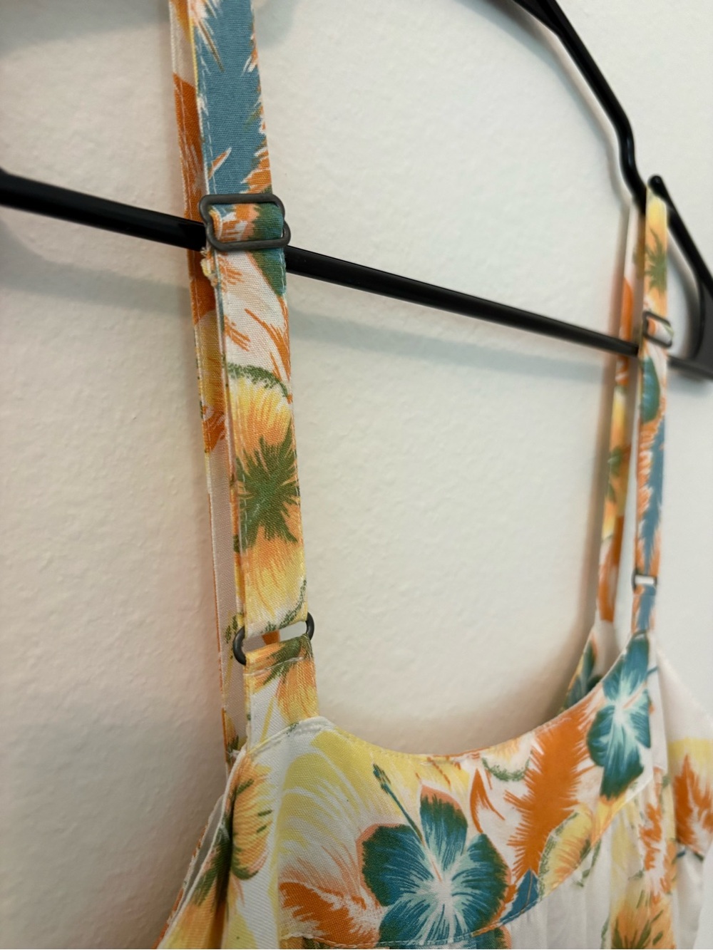 Roxy White Midi Dress with Orange and Teal Floral Print - Picture 4 of 5